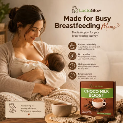 Lactaglow Choco Milk Boost - Lactation Support Drink for Breastfeeding Moms