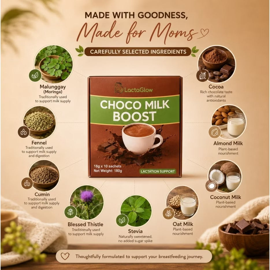 Lactaglow Choco Milk Boost - Lactation Support Drink for Breastfeeding Moms