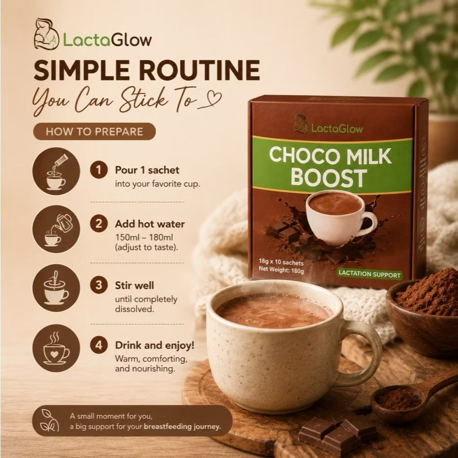 Lactaglow Choco Milk Boost - Lactation Support Drink for Breastfeeding Moms