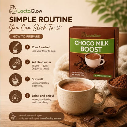 Lactaglow Choco Milk Boost - Lactation Support Drink for Breastfeeding Moms