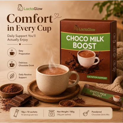 Lactaglow Choco Milk Boost - Lactation Support Drink for Breastfeeding Moms