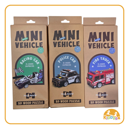 Kiddora 3D Wood Car Puzzle with Pullback Function