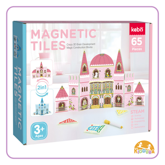 Kiddora Kebo 2in1 Magic Write Castle Magnetic Tiles (65pcs)
