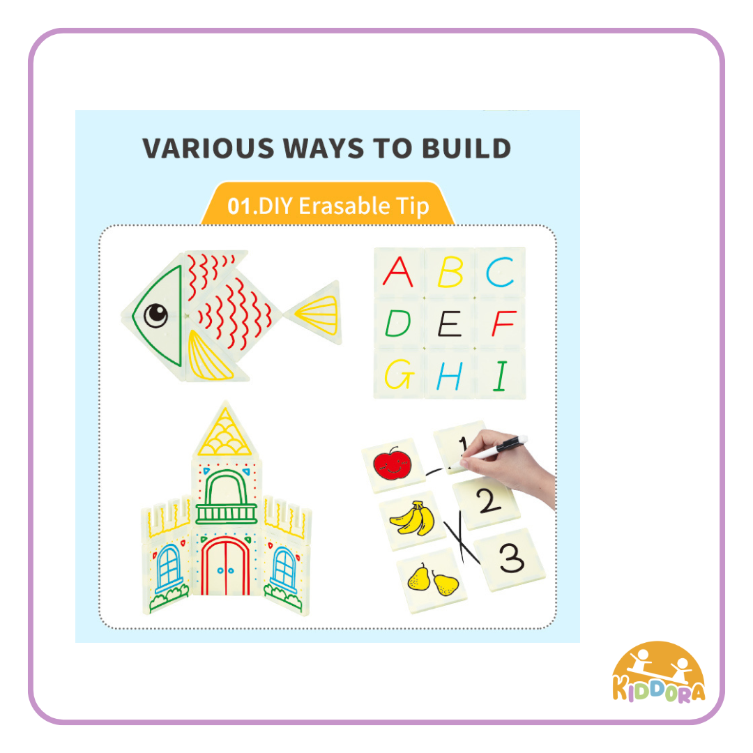 Kiddora Kebo 2in1 Magic Write Castle Magnetic Tiles (65pcs)