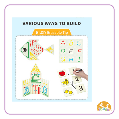 Kiddora Kebo 2in1 Magic Write Castle Magnetic Tiles (65pcs)
