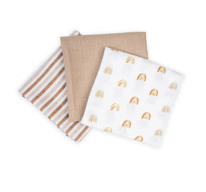 LULUJO MINI MUSLIN RECEIVING BLANKETS (SET OF 3)