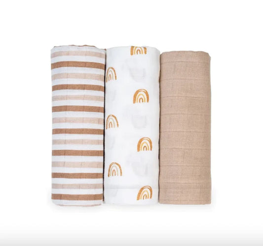 LULUJO MINI MUSLIN RECEIVING BLANKETS (SET OF 3)