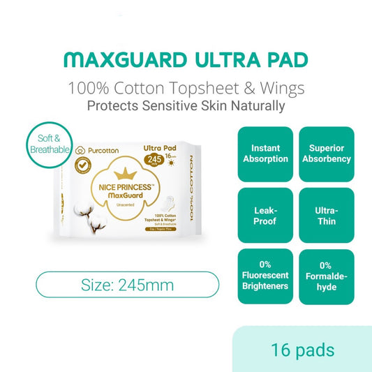 Purcotton MaxGuard Unscented Ultra Sanitary Pad 16 pcs (245mm)