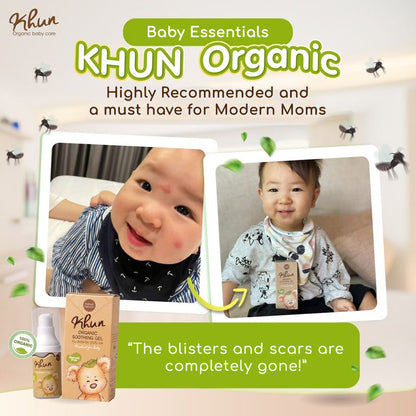 Khun Organic Anti Itch Soothing Gel bug bite, mosquito bite non-toxic steroid-free