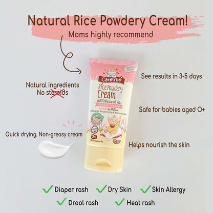 Carelybe Rice Powder Cream 35ml - Baby Rash Cream, skin allergies, diaper rash