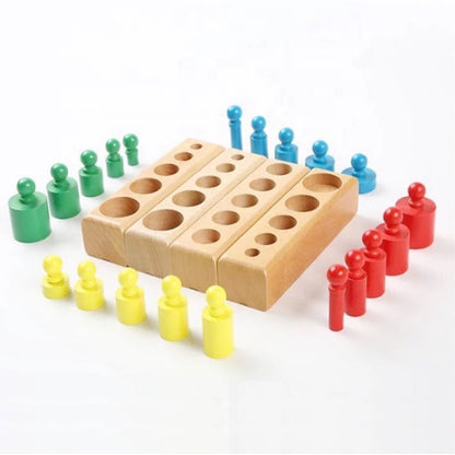 Matmat Lulu  Knobbed Color Cylinder Puzzle Wooden Educational Montessori