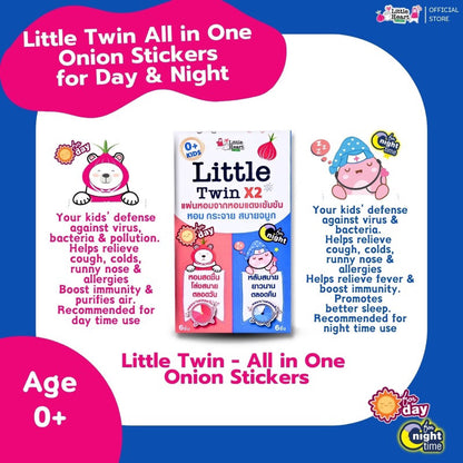 LITTLE HEART LITTLE TWIN X2 - 6 DAYTIME STICKERS + 6 NIGHT-TIME ALL-IN-ONE Organic Onion Stickers
