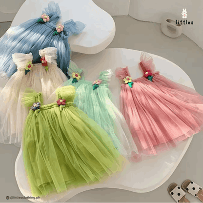 Littles Lily Flower Layered Tutu Dress