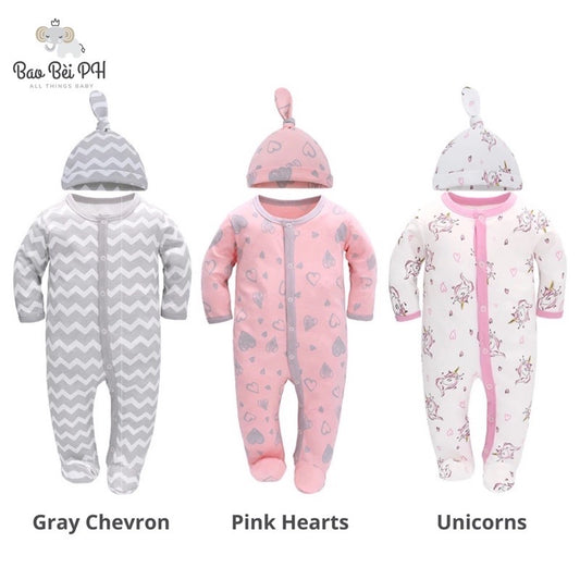 Bao Bei PH Coby Frogsuit with Matching Hat for Newborn Baby 0-3 Months 100% Cotton