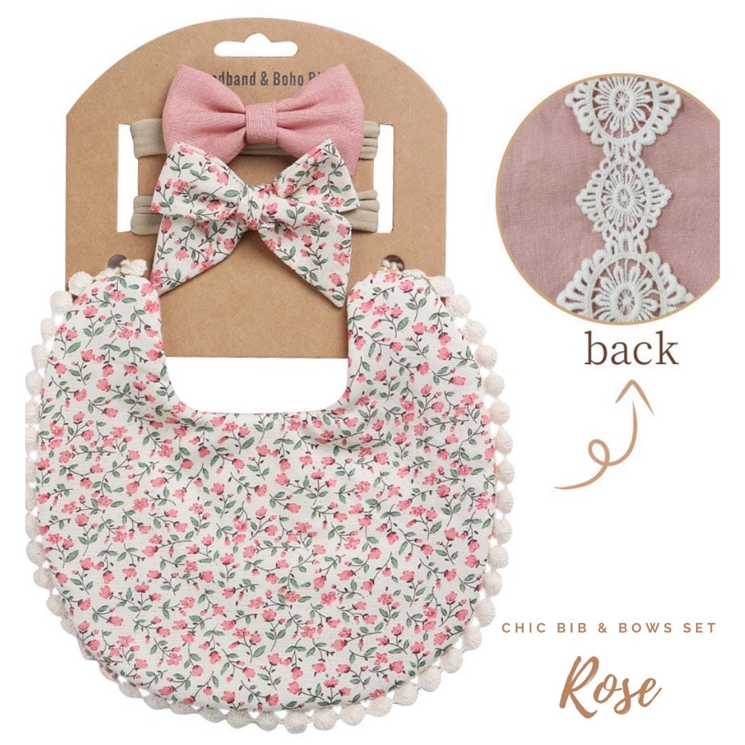 Blooming Wisdom Chic Bib and Bows Set