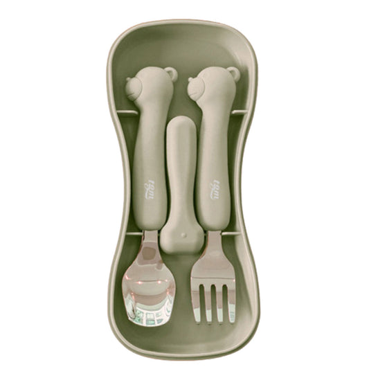 TGM Stainless Toddler Spoon & Fork Set with Silicone Handle